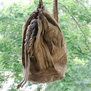 Tan Canvas/Leather Bed Stu Sack Backpack